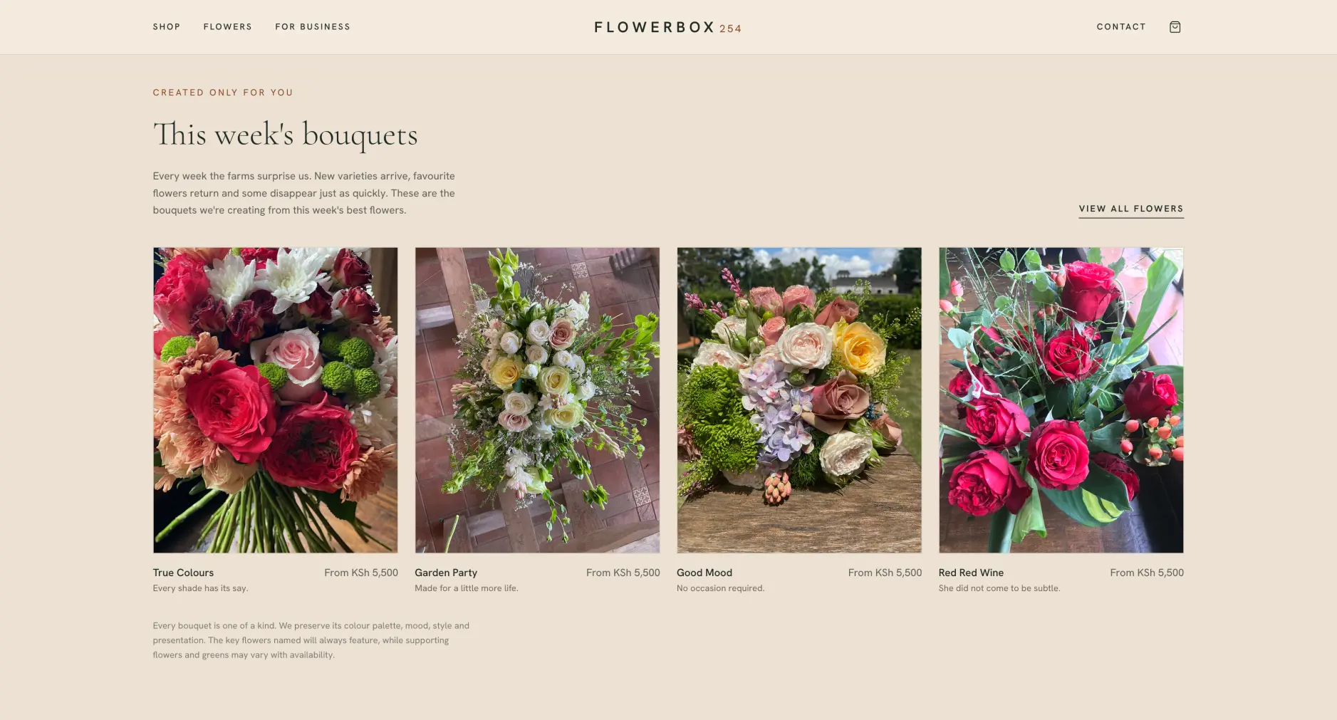 Flowerbox254 store, product detail with price and delivery