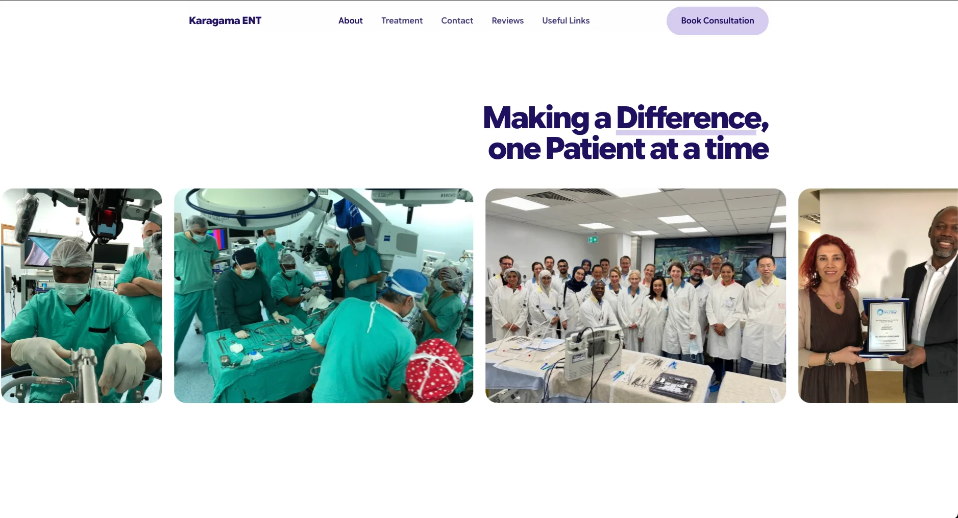 Karagama ENT clinic site, services view